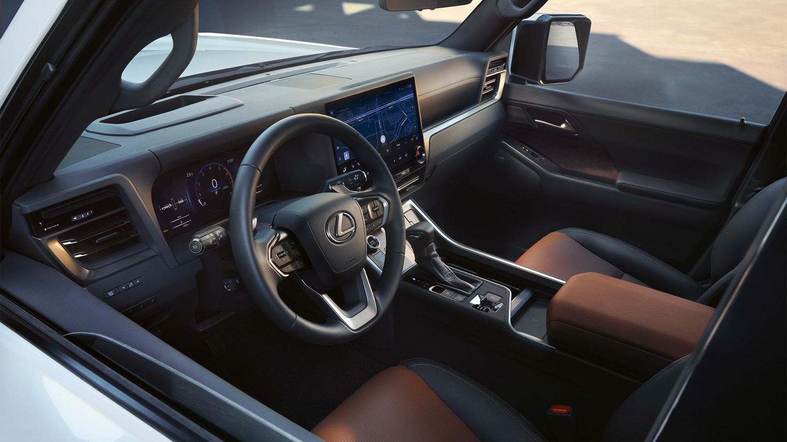 An interior shot of the drivers side of a Lexus GX cockpit