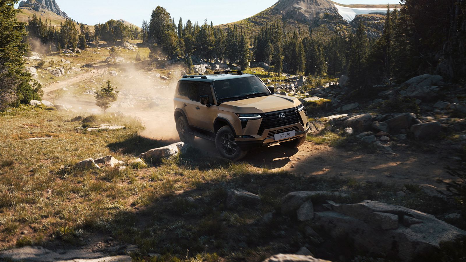 A Lexus GX driving off-road