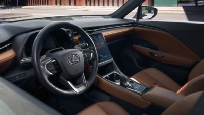 The interior cockpit of a Lexus LBX