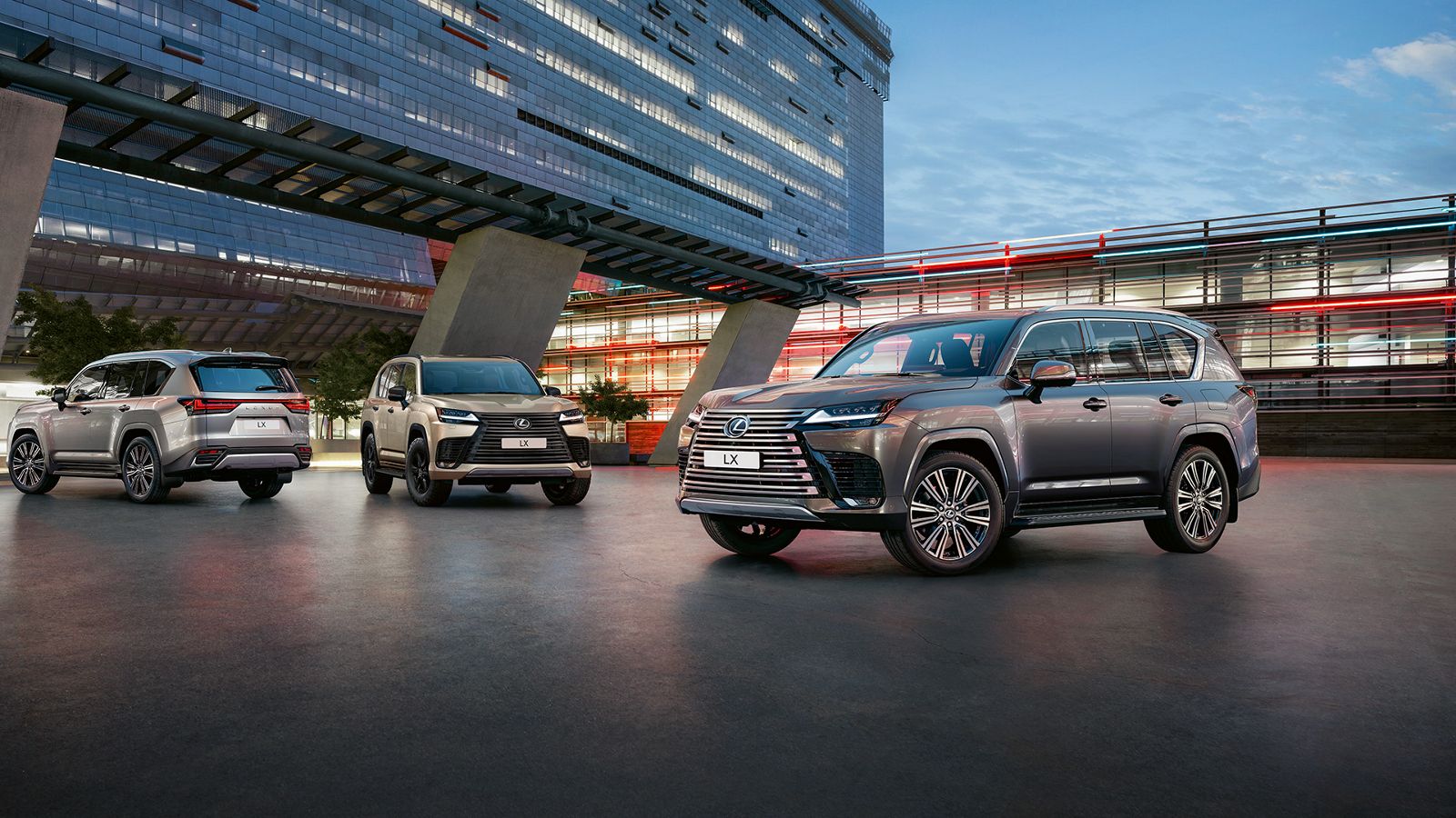 Three parked Lexus LX's