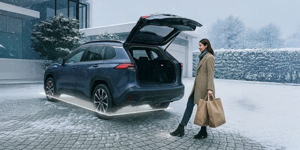 Park sensörü görselleştirilmiş yolda araç