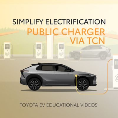 Bild eines Toyota bZ4X an einer öffentlichen Ladestation