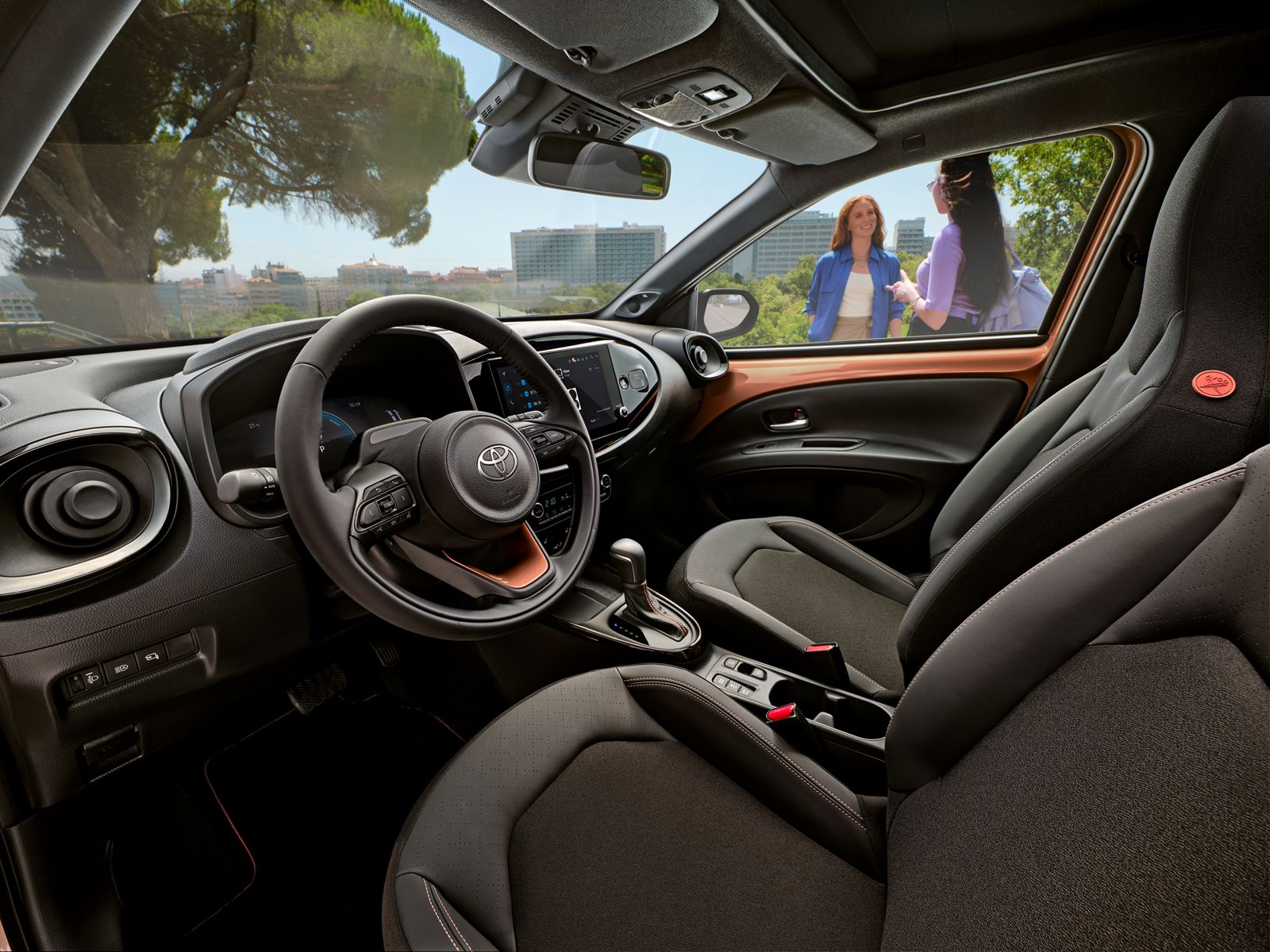 the Aygo X’s stylish and comfortable cockpit