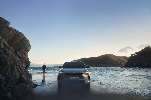 Toyota bZ4X on a beach