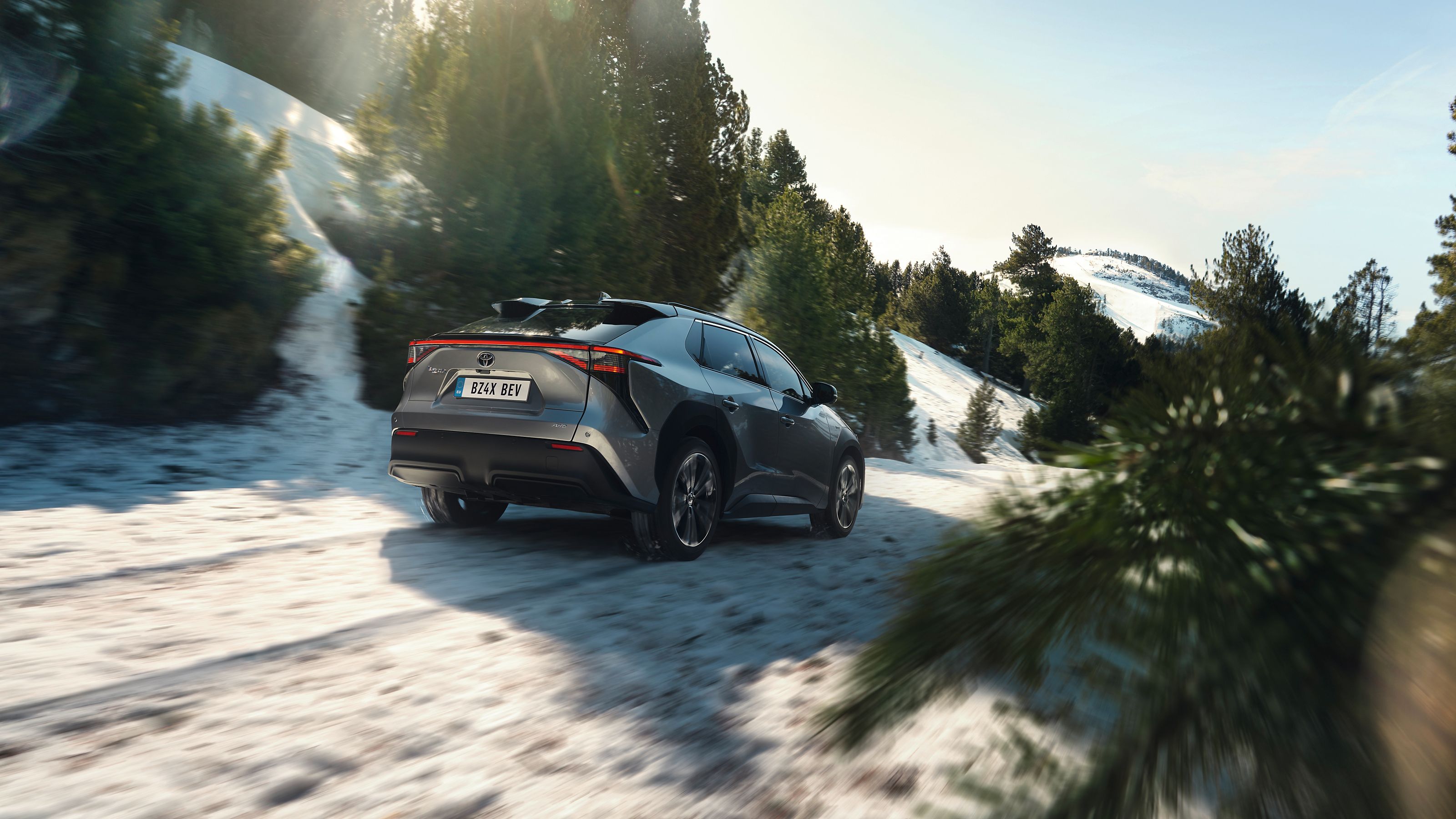 BZ4X in the snow