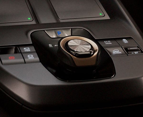 Detail of bZ4X Touring’s centre console showing X-mode button