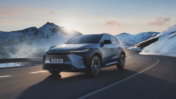 Toyota Bz4x being driven in winter time