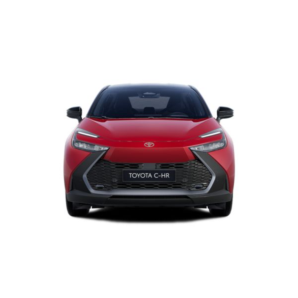 Roter C-HR Flow auf weißem Hintergrund.