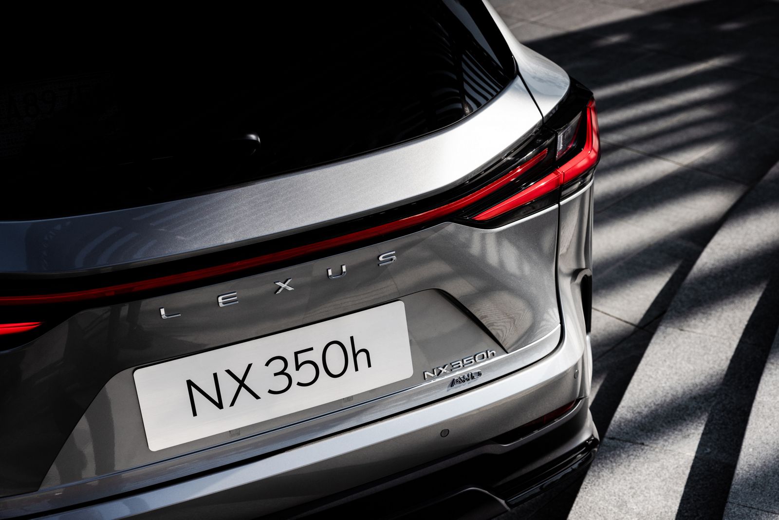 Rear view of a Lexus NX driving on a coastal road