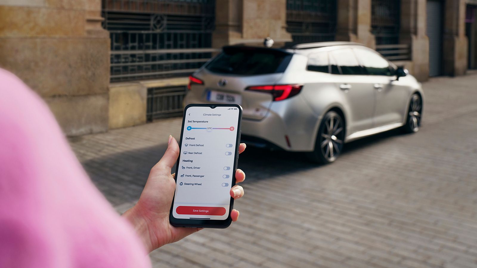 Smartphone avec l'application MyToyota