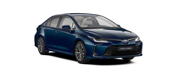 Lacivert Toyota Corolla Hybrid ön ve yan görünüşü