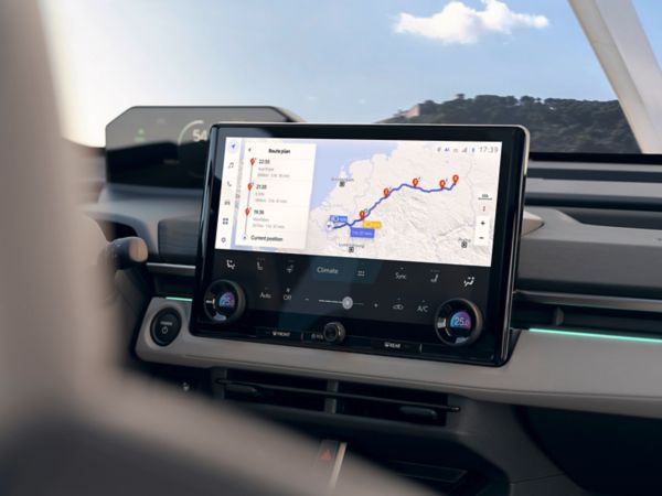 The EV route planner on the multimedia screen of the Toyota C-HR+