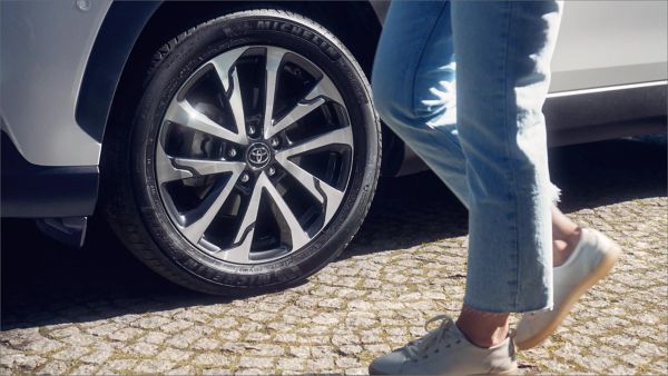 Close-up of Toyota tyre