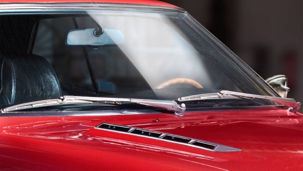 Toyota 2000GT, interieur, antiek, dashboard, vanuit bijrijder perspectief