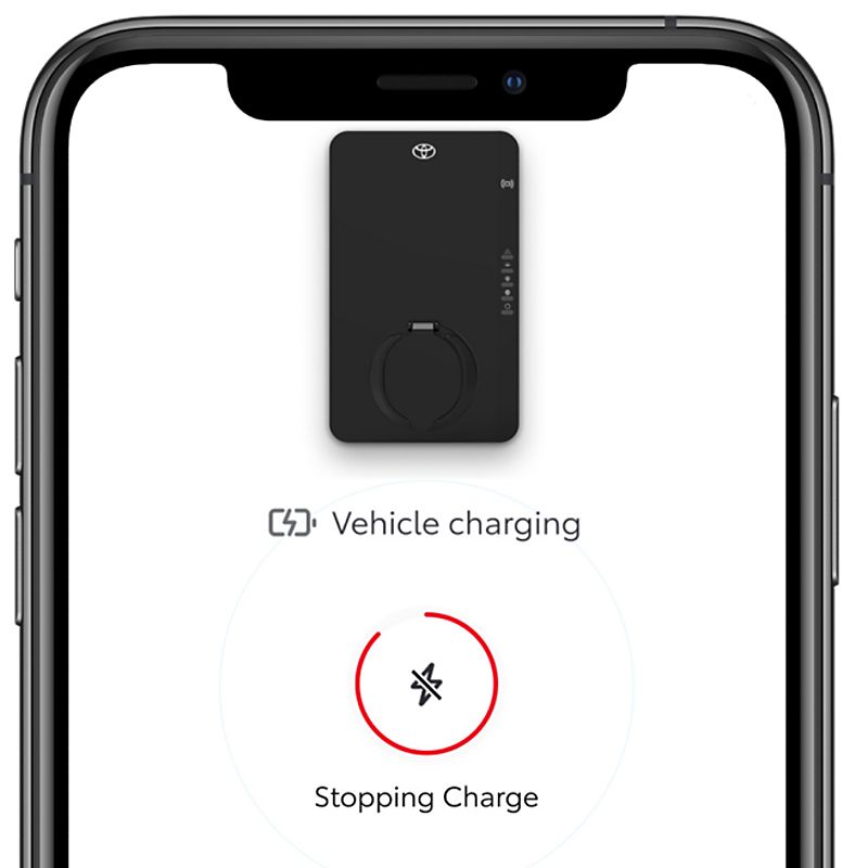 Phone screen showing charging status within the MyToyota app