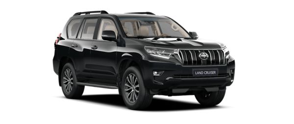 Siyah Toyota Land Cruiser Prado ön ve yan görünüşü