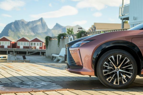 The front of a Lexus showing the detail on the tyres
