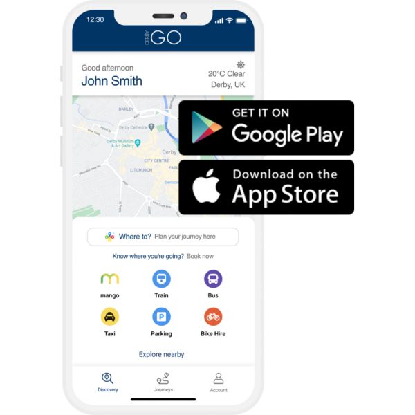 DerbyGo app on phone