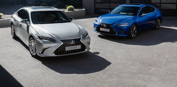 two Lexus ES cars parked