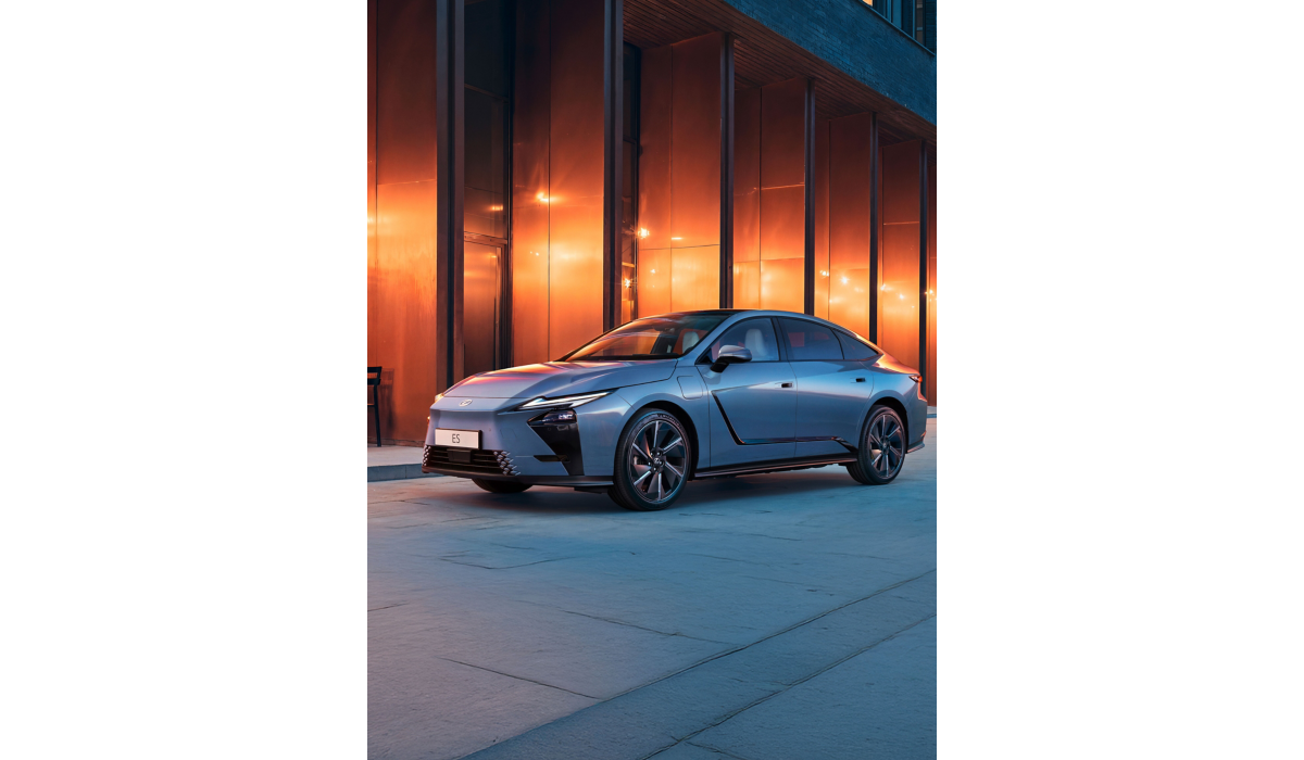 A Lexus ES driving on a road