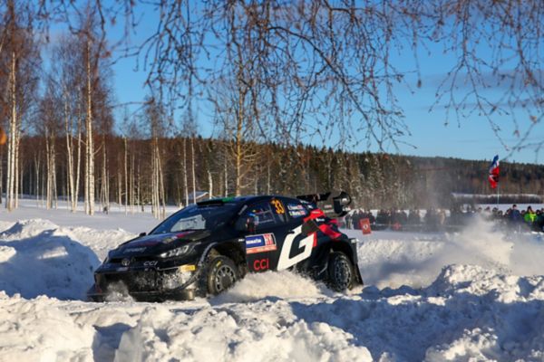 Toyota WRC Car driving in the snow