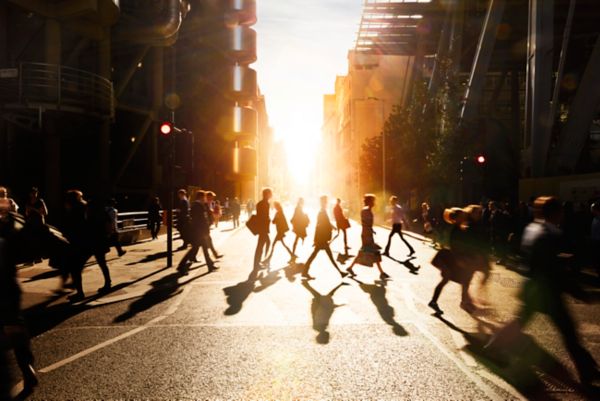 People walking on pedestrian crossing