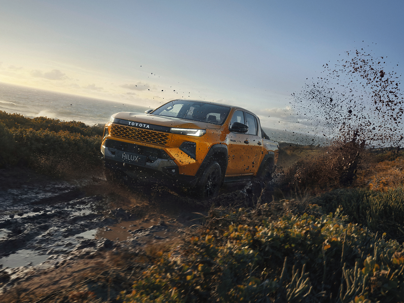 Hilux effortlessly progressing off-road.