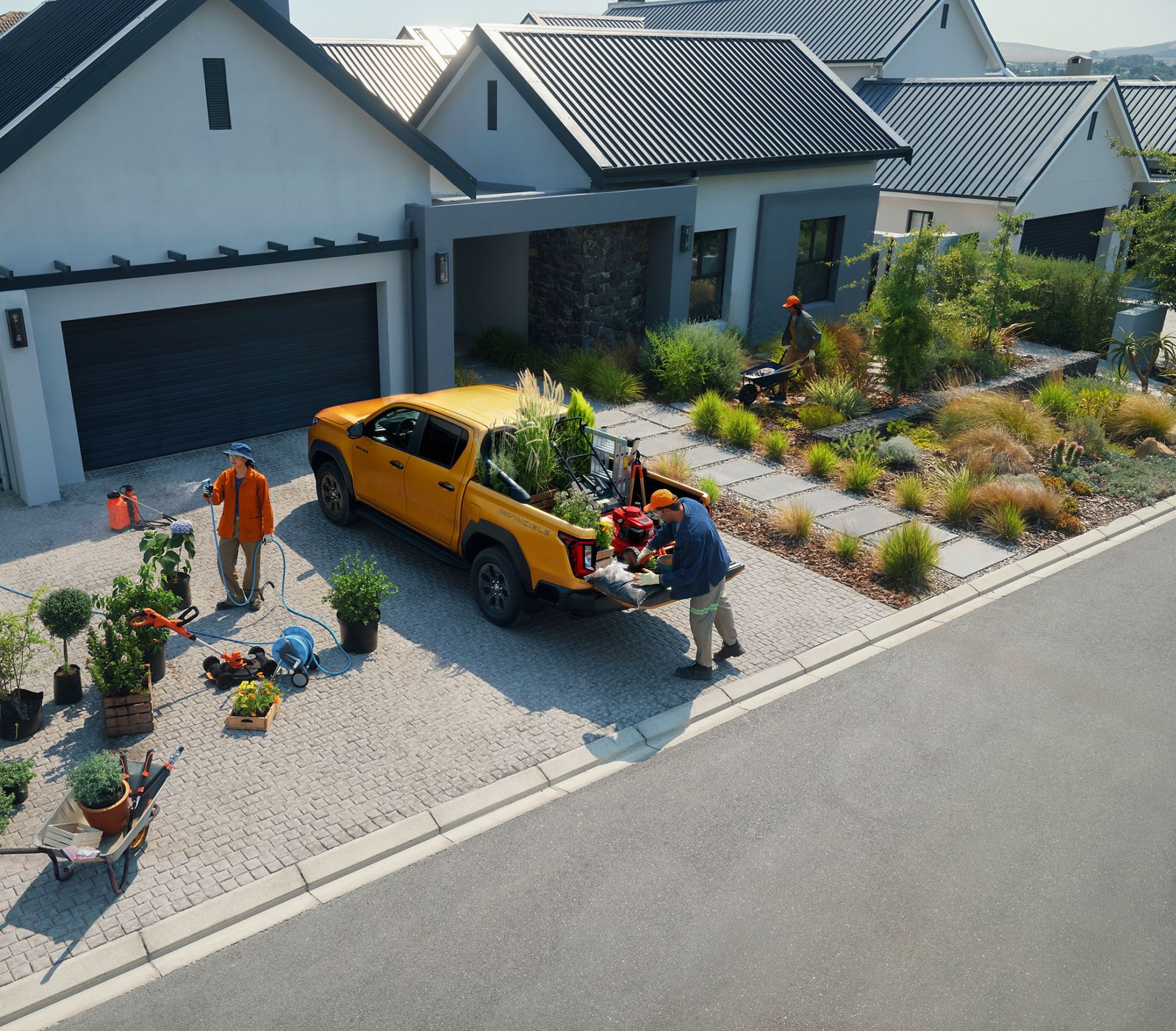Hilux með plöntur í hleðslu á pallinum