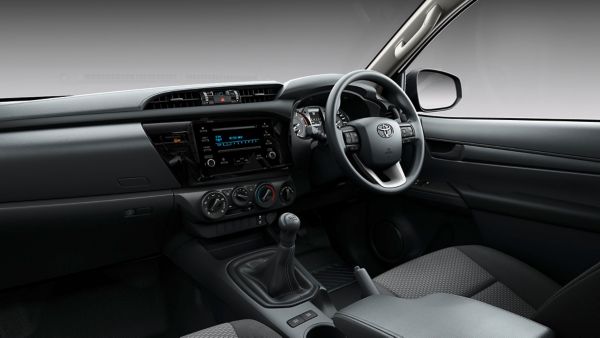 Toyota Hilux front interior multimedia and steering wheel