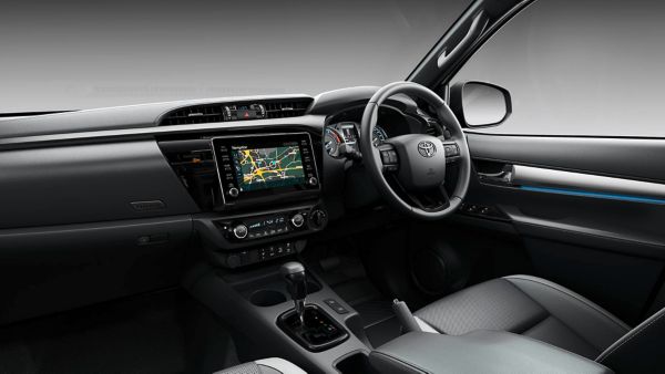 Toyota Hilux front interior multimedia and steering wheel