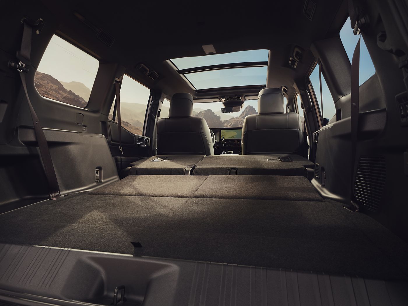 View from the boot with all the rear seats folded, showing the large luggage space