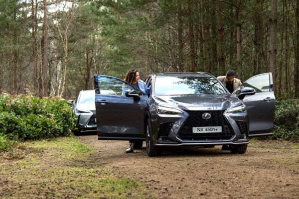 Lexus car on the side of the road being helped by a mechanic