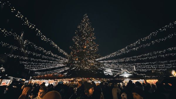 Lexus, plein, kerstmarkt, Lubeck, boom met lampjes