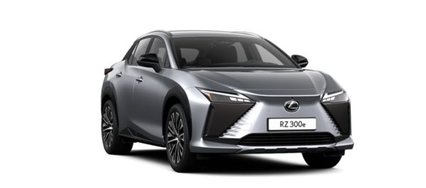 Vooraanzicht van een Sonic Grey Lexus RZ 300e