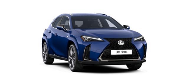 Vooraanzicht van een Celestial Blue Lexus UX 300h