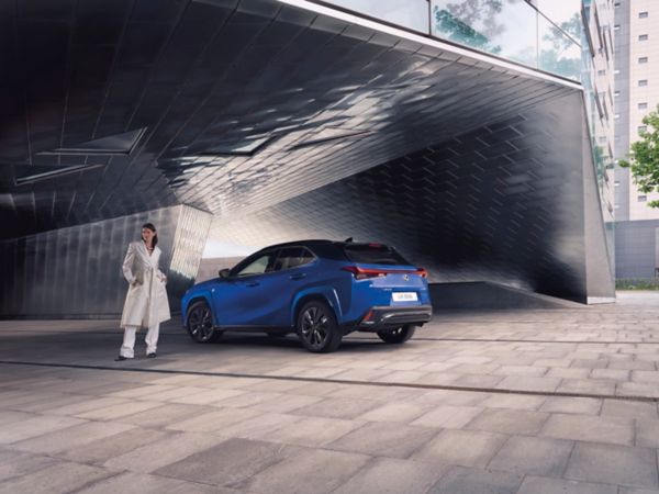  A Lexus UX driving through a tunnel