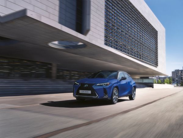 A blue Lexus UX