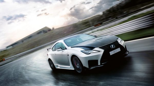 Lexus RC F driving on a race track