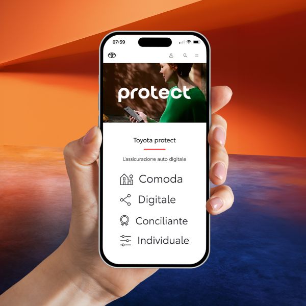 Con Toyota protect, insieme all’offerta di acquisto del veicolo il vostro concessionario Toyota vi proporrà anche un’assicurazione idonea, che potrete stipulare subito in fase di acquisto della vostra auto evitando di passare da un’agenzia assicurativa esterna.