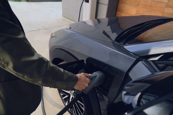 A woman next to a Lexus UX 300e