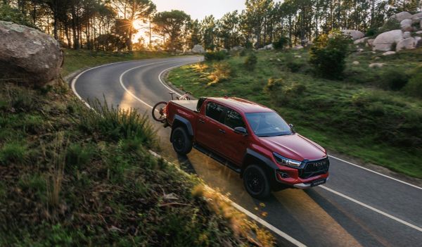 Hilux driving in countryside