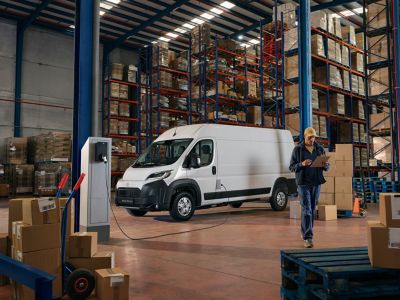 Man with van in the warehouse