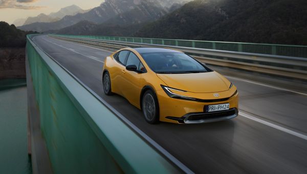 A Toyota Prius Plug-in Hybrid on the highway