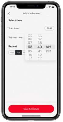 Écran du téléphone montrant la planification d'une recharge dans l'application MyToyota