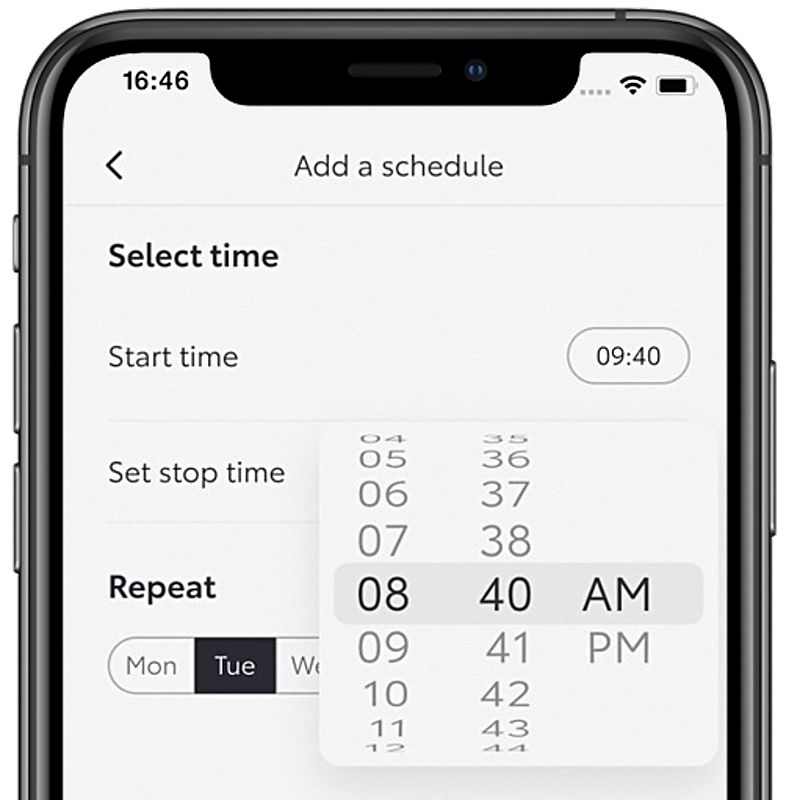 Phone screen showing saved smart charging preferences within the MyToyota app 