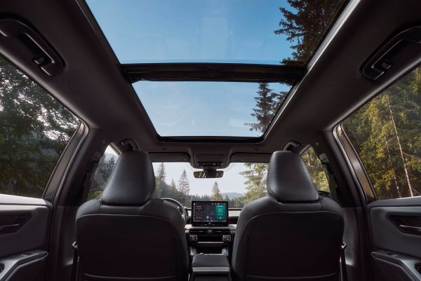 Looking up at the sky through RAV4s large panoramic roof