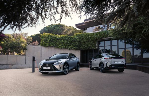 Lexus RZ being charged outside