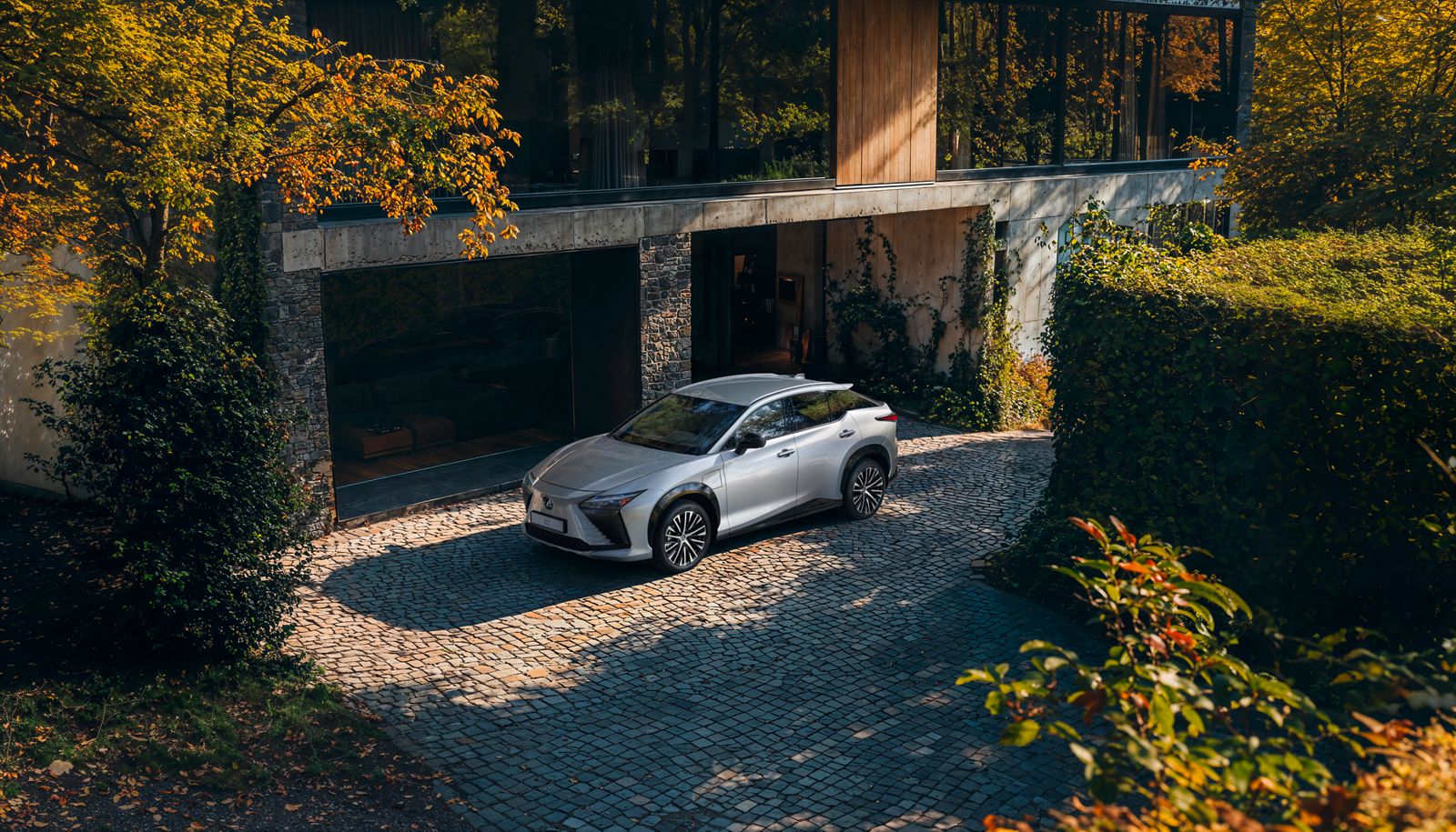 Vue latérale d'un Lexus RZ