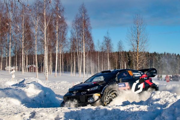 Toyota WRC Car driving in the snow