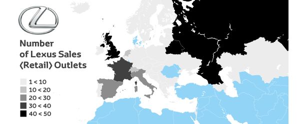 Reteaua europeana de dealeri Lexus